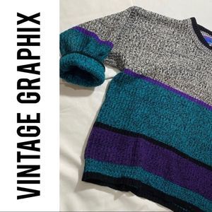 Sweater Graphix Vintage Color-block Sweater